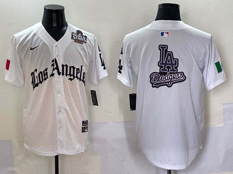 Men Los Angeles Dodgers Blank White Five generations Joint Name 2025 Nike MLB Jersey style 24